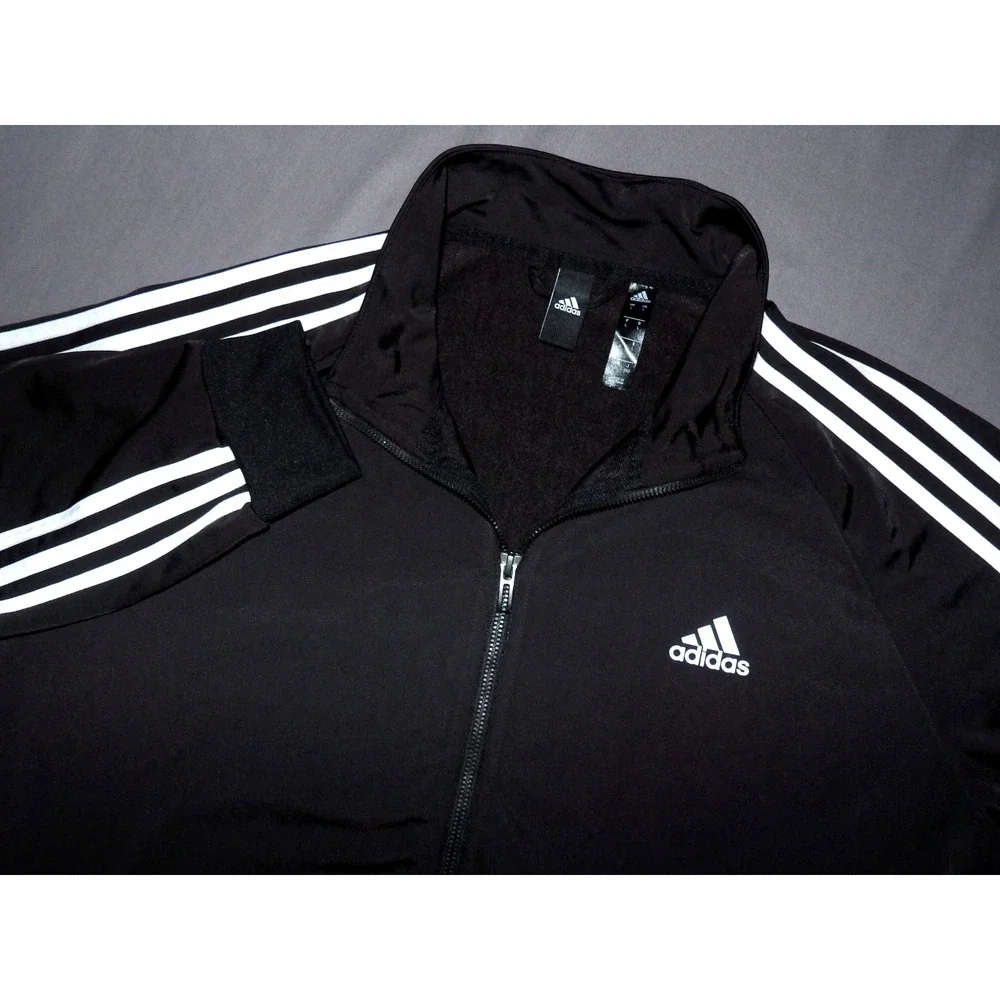 ADIDAS Zip-Up Black Striped Performance Athletic Track Jacket Men's Large
